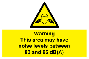 Warning Noise Levels in this area between 80 and 85 dB